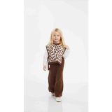 Tude Kids Leopar Desenli 3'lü Triko Takım (Süveter-Gömlek-Triko Pantolon) - 3 - 4 Yaş - 0-Kahverengi