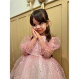 Tude Kıds Pembe Tüllü Yıldız Baskılı Kız Çocuk Abiye/doğum Günü/konsept Elbisesi - 0P - Pembe - 1 - 2 Yaş