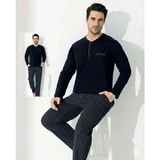 Tudik Collection Boyraz 0690 Erkek Uzun Kol Penye Pijama Takımı - Siyah - 2XL