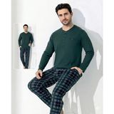 Tudik Collection Boyraz 0692 Erkek Uzun Kol Penye Pijama Takımı - Petrol Yeşili
