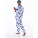 Tudik Collection Kocabey 4007 Uzun Kol Çizgili Gaffur Erkek Pijama Takım - Mavi - 2XL