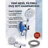 Tudor Segyhome 4'lü Set / 6 Fonksiyonlu Filtreli ve Su Tasarruflu Arıtmalı Duş Başlığı Seti + Hortum ve Yapışkan Mafsal + Yedek Filtre - Açık Gri