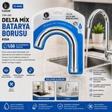Tudor TDR-285 Kısa Delta Mix Batarya Borusu Kuğu Evye Lavabo Vakumlu Süzgeçli Uç Krom Kaplama