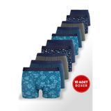 TUDORS 10'lu Boxer Likralı Pamuklu Esnek Kumaş Premium Seri, 2XL, Premium Seri, Turkuaz-Haki-Lacivert, erkek