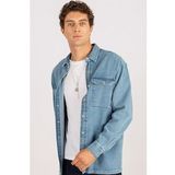 Tudors 1896311977 Oversıze Denim Çift Cep Kapaklı Çıtçıtlı Erkek Kot Gömlek