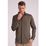 Tudors 2332 Slim Fit Dar Kesim Çizgili Oxford Spor Gömlek