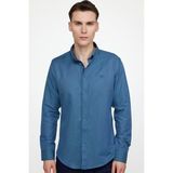 Tudors 27329 Slim Fit Pamuklu Kolay Ütü Düz Erkek Petrol Gömlek