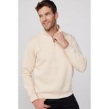 Tudors 29414 Pamuklu Dik Yaka Fermuarlı Ekru Unisex Sweatshirt