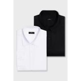 TUDORS 2'li Paket Gömlek Slim Fit Siyah-Beyaz, L, DR220126, Siyah - Beyaz, Erkek