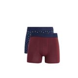 TUDORS 2'li Pamuk Likralı Esnek Kumaş Boxer Bordo-Mavi, S, 2'li Pamuk Likralı Esnek Kumaş Boxer, Bordo - Mavi, erkek