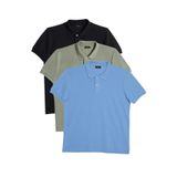 TUDORS 3'lü Paket Polo Yaka T-shirt Siyah-Haki-Açık Mavi Slim Fit Pamuklu, M, TS240031-3000, Siyah-Haki-Açık Mavi, Erkek