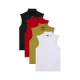 TUDORS 4'lü Paket Regular Fit Viskon Kumaş Balıkçı Yaka Sıfır Kol Bluz, M, BYGM2543, Siyah-Kırmızı-Yeşil-Beyaz, Kadın