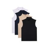 TUDORS 4'lü Paket Regular Fit Viskon Kumaş Balıkçı Yaka Sıfır Kol Bluz, XL, BYGM2543, Beyaz-Lacivert-Bej-Siyah, Kadın