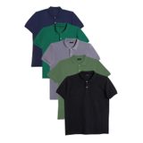 TUDORS 5'li Paket Polo Yaka T-shirt Gri-Açık Yeşil-Lacivert-Yeşil-Siyah Slim Fit Pamuklu, XL, TS240030-350, Gri-Açık Yeşil-Lacivert-Yeşil-Siyah, Erkek