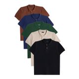 TUDORS 5'li Paket Polo Yaka T-shirt Kahverengi-Lacivert-Koyu Yeşil-Taş-Siyah Slim Fit Pamuklu, XL, TS240030-350, Kahverengi-Lacivert-Koyu Yeşil-Taş-Siyah, Erkek