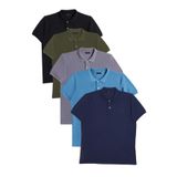 TUDORS 5'li Paket Polo Yaka T-shirt Lacivert-Mavi-Gri-Haki-Siyah Slim Fit Pamuklu, XL, TS240030-350, Lacivert-Mavi-Gri-Haki-Siyah, Erkek