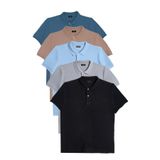 TUDORS 5'li Paket Polo Yaka T-shirt Siyah-Mavi-Gri-Vizon-Petrol Slim Fit Pamuklu, L, TS240030-350, Siyah-Mavi-Gri-Vizon-Petrol, Erkek