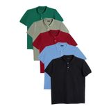 Tudors 5'li Paket Polo Yaka T-shirt Siyah-Yeşil-Açık Mavi-Bordo-Haki Slim Fit Pamuklu, Xl, TS240030-270, Siyah-Yeşil-Açık Mavi-Bordo-Haki, Erkek