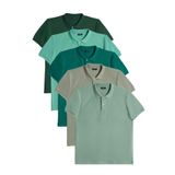 TUDORS 5'li Paket Polo Yaka T-shirt Slim Fit Pamuklu Pike Yeşil Tonları, M, TS240030, Haki-Su Yeşili-Koyu Yeşil-Yeşil-Çağla, Erkek