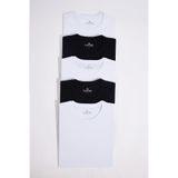 TUDORS 5'li Paket Siyah-Beyaz Slim Fit Bisiklet Yaka Tişört, XS, ST240002-700, Siyah, Beyaz, Erkek