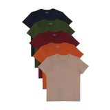 Tudors 5'li Paket T-Shirt Slim Fit Bisiklet Yaka%100 Pamuk, L, ST240002, Lacivert-Haki-Bordo-Tarçın-Vizon, Erkek