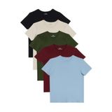 TUDORS 5'li Paket T-Shirt Slim Fit Bisiklet Yaka%100 Pamuk, S, ST240002, Lacivert-Taş-Haki-Bordo-Açık Mavi, Erkek