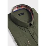 TUDORS Big Size Uzun Kollu Pamuklu Oxford Gömlek, 3XL, BT220008-773, Yeşil, Erkek