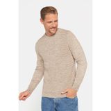TUDORS Bisiklet Yaka Triko Kazak, S, Slim Fit Bisiklet Yaka Kendinden Desenli, Krem, Erkek