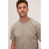 TUDORS Boxy Fit Bol Kesim%100 Pamuk Bisiklet Yaka Tişört, L, TS250036, Gri, Erkek