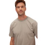 TUDORS Boxy Fit Bol Kesim%100 Pamuk Bisiklet Yaka Tişört, M, TS250036, Gri, Erkek