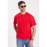 TUDORS Boxy Fit Bol Kesim%100 Pamuk Bisiklet Yaka Tişört, M, TS250036, Kırmızı, Erkek