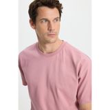 TUDORS Boxy Fit Bol Kesim%100 Pamuk Bisiklet Yaka Tişört, S, TS250036, Lila, Erkek