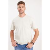 TUDORS Boxy Fit Bol Kesim%100 Pamuk Bisiklet Yaka Tişört, S, TS250036, Taş, Erkek