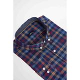 Tudors Büyük Beden Ekoseli Biyeli Yaka Düğmeli Erkek Gömlek - 4XL - Multicolor