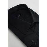 TUDORS Büyük Beden Kolay Ütü Kravatlık Armürlü Pamuklu Gömlek, 3XL, BT220012-455, Siyah, Erkek