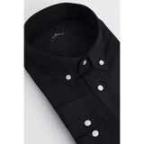 TUDORS Büyük Beden Oxford Doku Cepli Düğmeli Gömlek, 3XL, BT230013-186, Siyah, Erkek