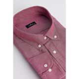 TUDORS Büyük Beden Oxford Doku Cepli Düğmeli Gömlek, 4XL, BT230013-809, Kırmızı, Erkek