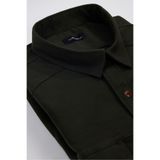 TUDORS Büyük Beden Uzun Kollu Denim Kot Yıkamalı Çift Cepli Armürlü Gömlek, 3XL, BT230016-500111, Haki, Erkek