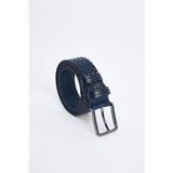 Tudors Erkek %100 Hakiki Deri 3,5 cm Klasik Lacivert Kemer
