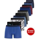 Tudors Erkek 10'lu Likralı Pamuklu Esnek Kumaş Premium Seri Boxer - Renkli - 2XL