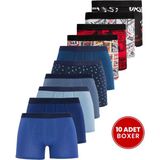 Tudors Erkek 10'lu Likralı Pamuklu Esnek Kumaş Premium Seri Boxer - Renkli - XL