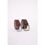 Tudors Erkek 2'li Set 3,5 Cm Klasik 4 Cm Spor Kahverengi Kemer