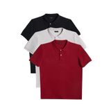 Tudors Erkek 3'lü Paket Polo Yaka T-shirt, Bordo-Gri-Siyah, Slim Fit, L Beden