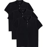 Tudors Erkek 3'lü Paket Siyah Slim Fit Dar Kesim Pamuklu Düz Pike Polo Yaka Tişört - XL