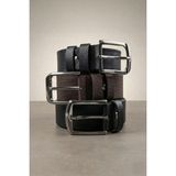 Tudors Erkek 3'lü Set 4 Cm Spor Siyah-Kahverengi-Lacivert Kemer - Karışık