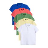 Tudors Erkek 5'li Paket Polo Yaka T-shirt, Slim Fit, Pamuklu Pike, Koyu Sax-Sarı-Turuncu-Yeşil-Beyaz, L Beden