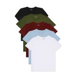 Tudors Erkek 5'li Paket Slim Fit Tişört, Siyah-Beyaz-Bordo-Haki-Açık Mavi,%100 Pamuk, Bisiklet Yaka, XL