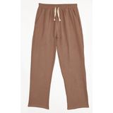 Tudors Erkek Baggy Fit Geniş Kesim %100 Pamuk Beli Lastikli Yandan Cepli Müslin Bej Düz Pantolon - XL