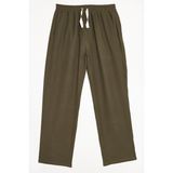 Tudors Erkek Baggy Fit Geniş Kesim %100 Pamuk Beli Lastikli Yandan Cepli Müslin Haki Düz Pantolon - XL