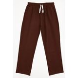 Tudors Erkek Baggy Fit Geniş Kesim %100 Pamuk Beli Lastikli Yandan Cepli Müslin Kahverengi Düz Pantolon - XL